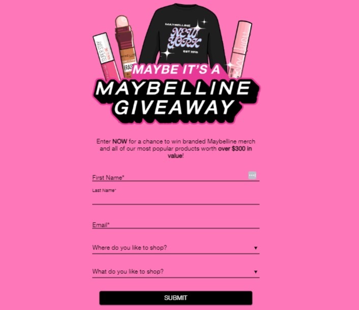 Maybelline giveaway example