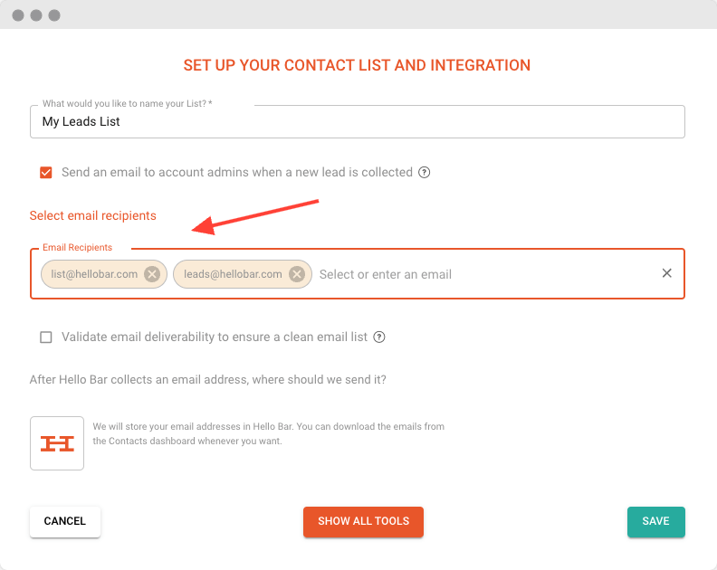 Select Email Eecipients