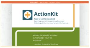 Screenshot of the ActionKit website