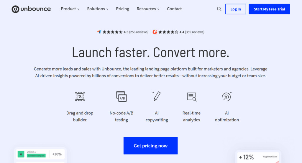 Unbounce screenshot